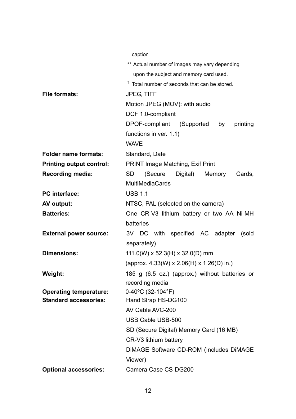 Konica Minolta DiMAGE F100 User Manual | Page 4 / 6