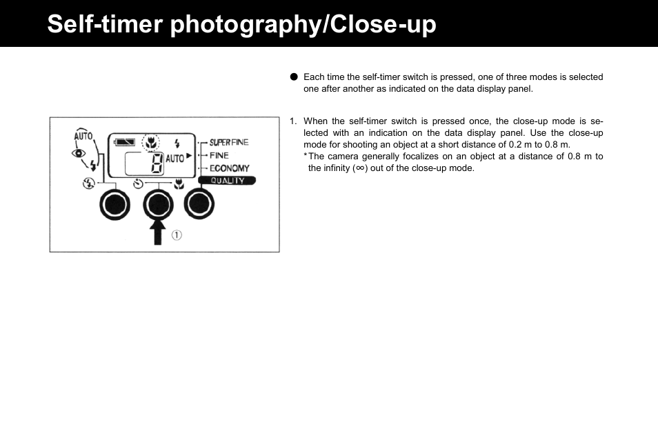 Self-timer photography/close-up | Konica Minolta Q-M100 User Manual | Page 40 / 102
