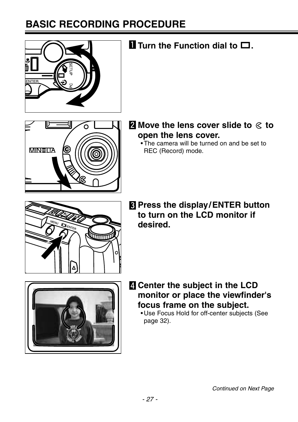 Basic recording procedure | Konica Minolta 2300 User Manual | Page 28 / 131