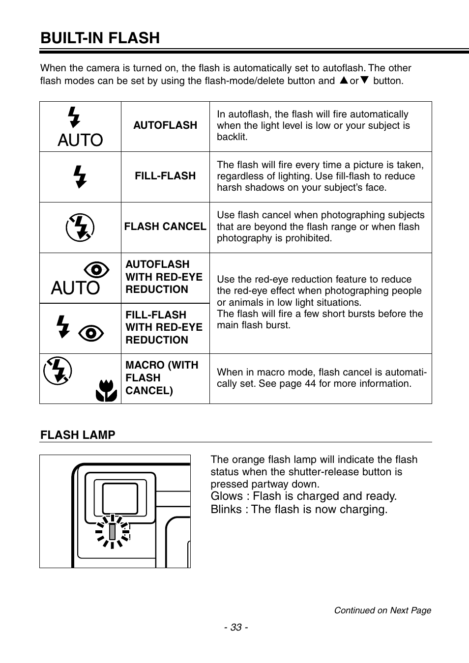 Built-in flash | Konica Minolta 2300 User Manual | Page 34 / 131