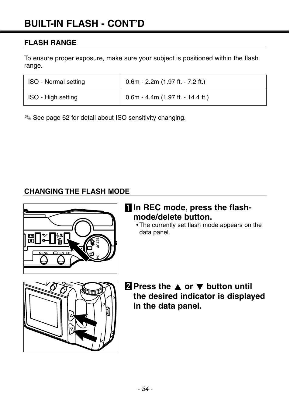 Built-in flash - cont’d | Konica Minolta 2300 User Manual | Page 35 / 131