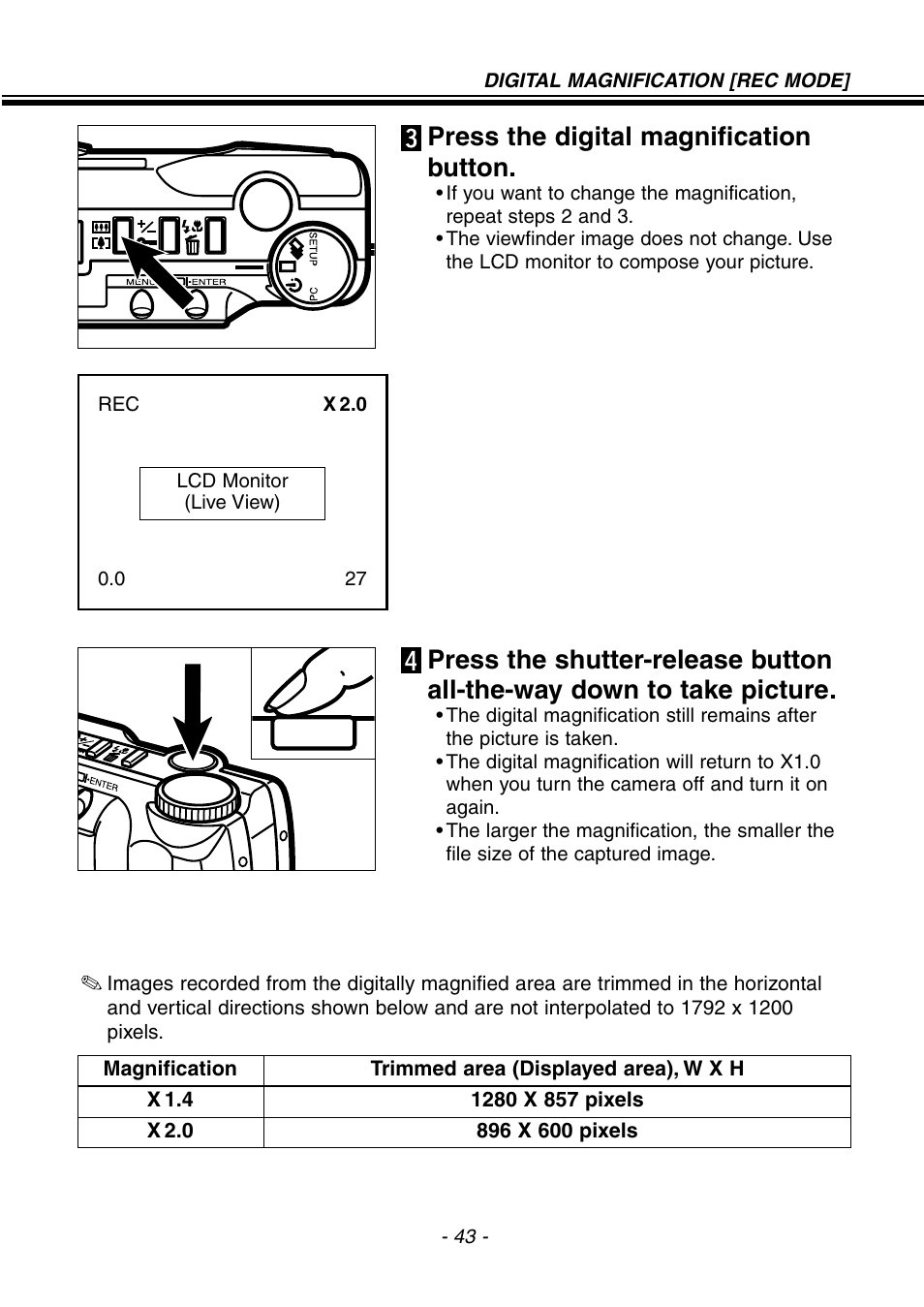 Press the digital magnification button | Konica Minolta 2300 User Manual | Page 44 / 131