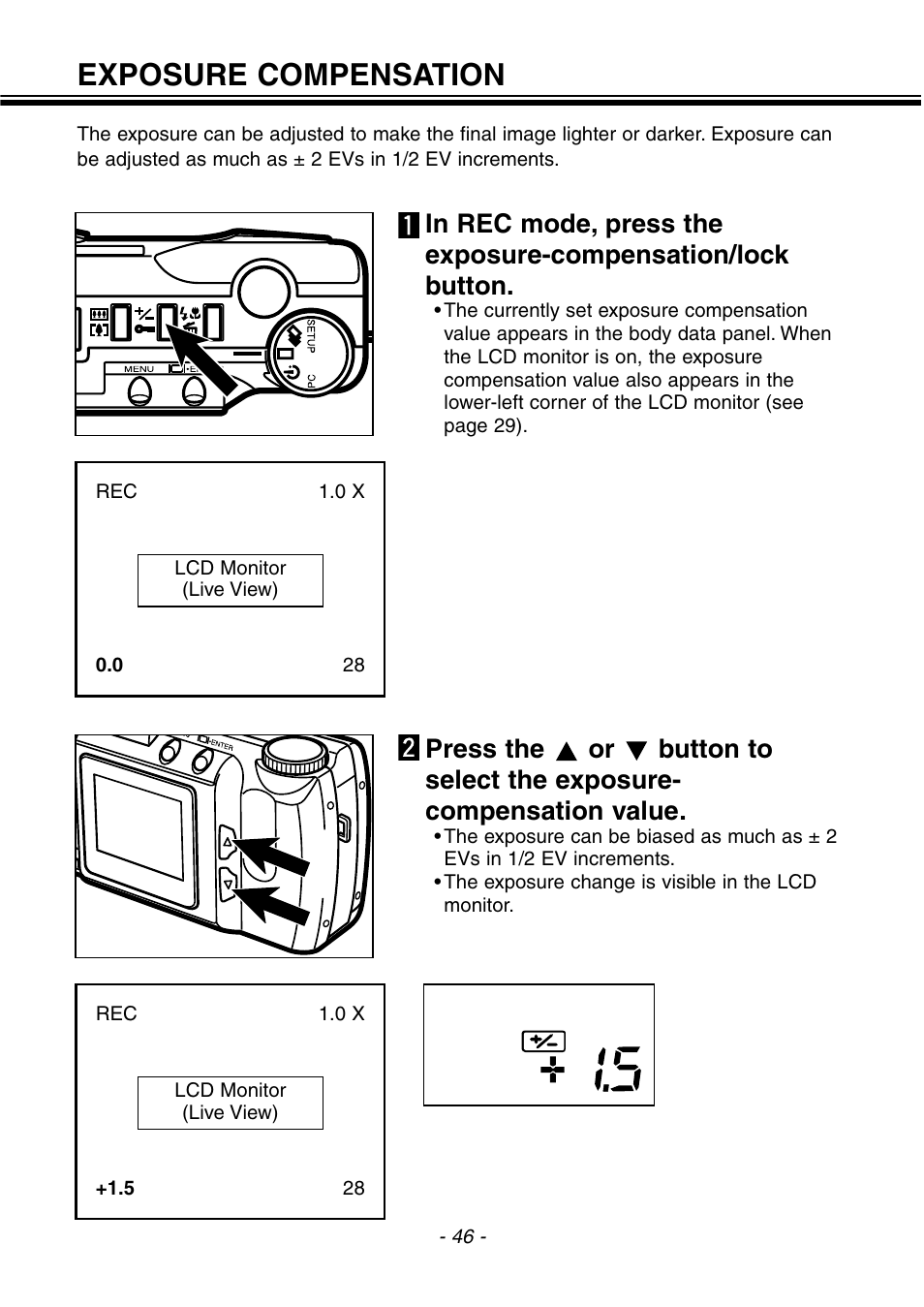 Exposure compensation | Konica Minolta 2300 User Manual | Page 47 / 131