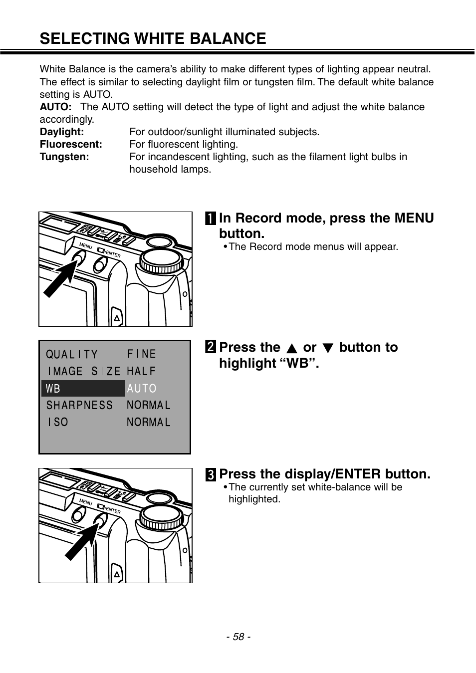 Selecting white balance | Konica Minolta 2300 User Manual | Page 59 / 131