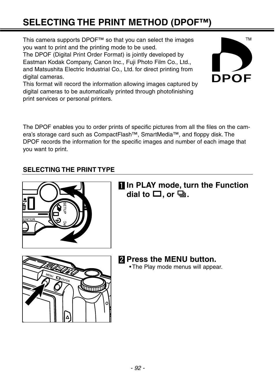 Selecting the print method (dpof™) | Konica Minolta 2300 User Manual | Page 93 / 131