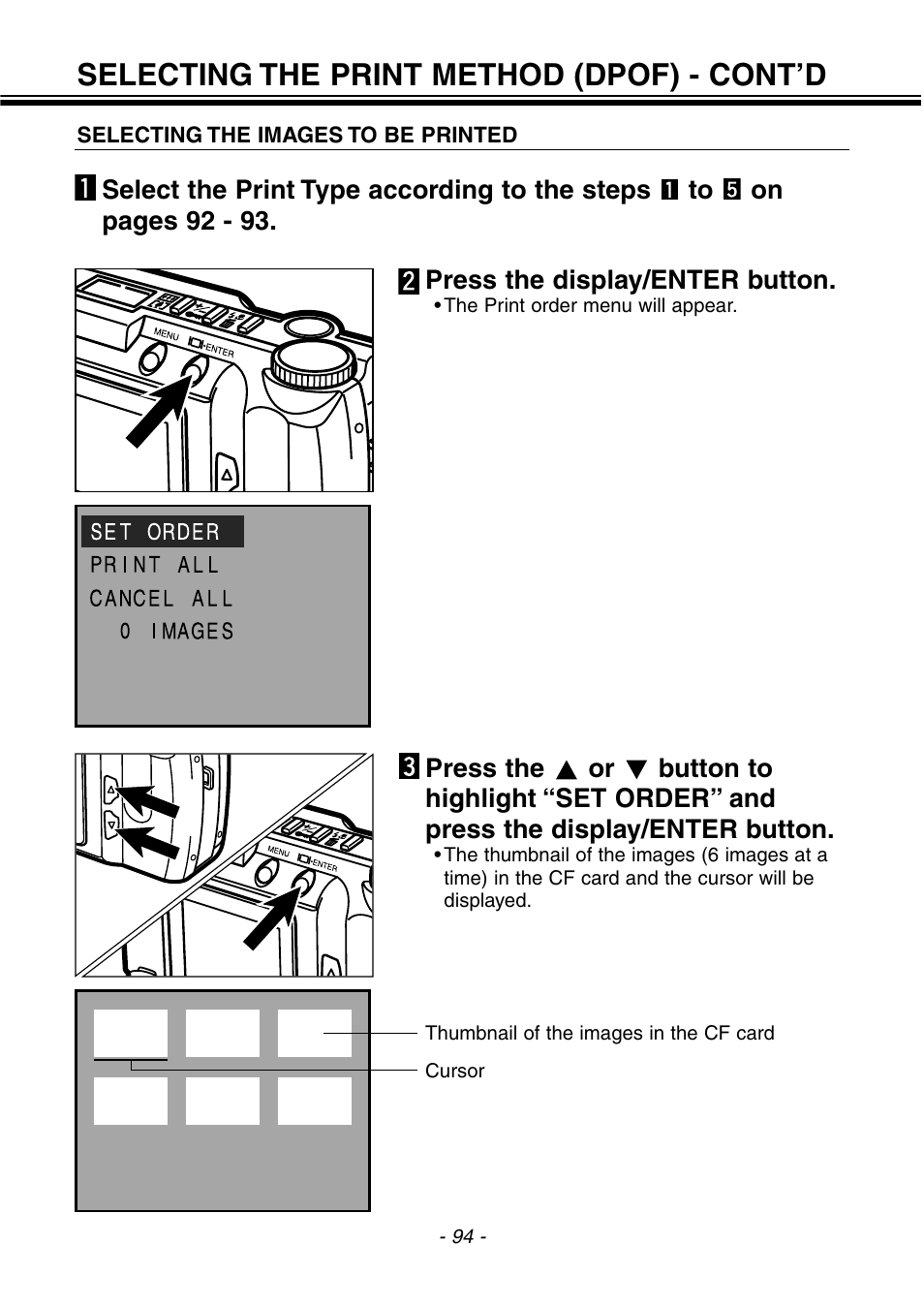 Selecting the print method (dpof) - cont’d | Konica Minolta 2300 User Manual | Page 95 / 131