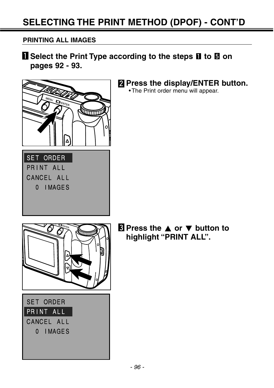 Selecting the print method (dpof) - cont’d | Konica Minolta 2300 User Manual | Page 97 / 131