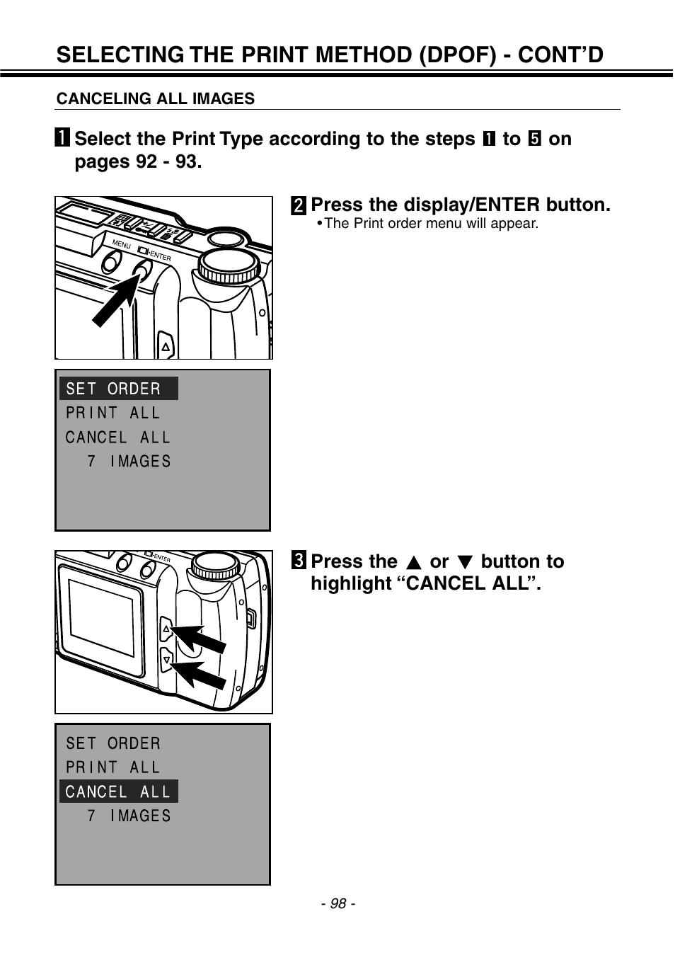 Selecting the print method (dpof) - cont’d | Konica Minolta 2300 User Manual | Page 99 / 131