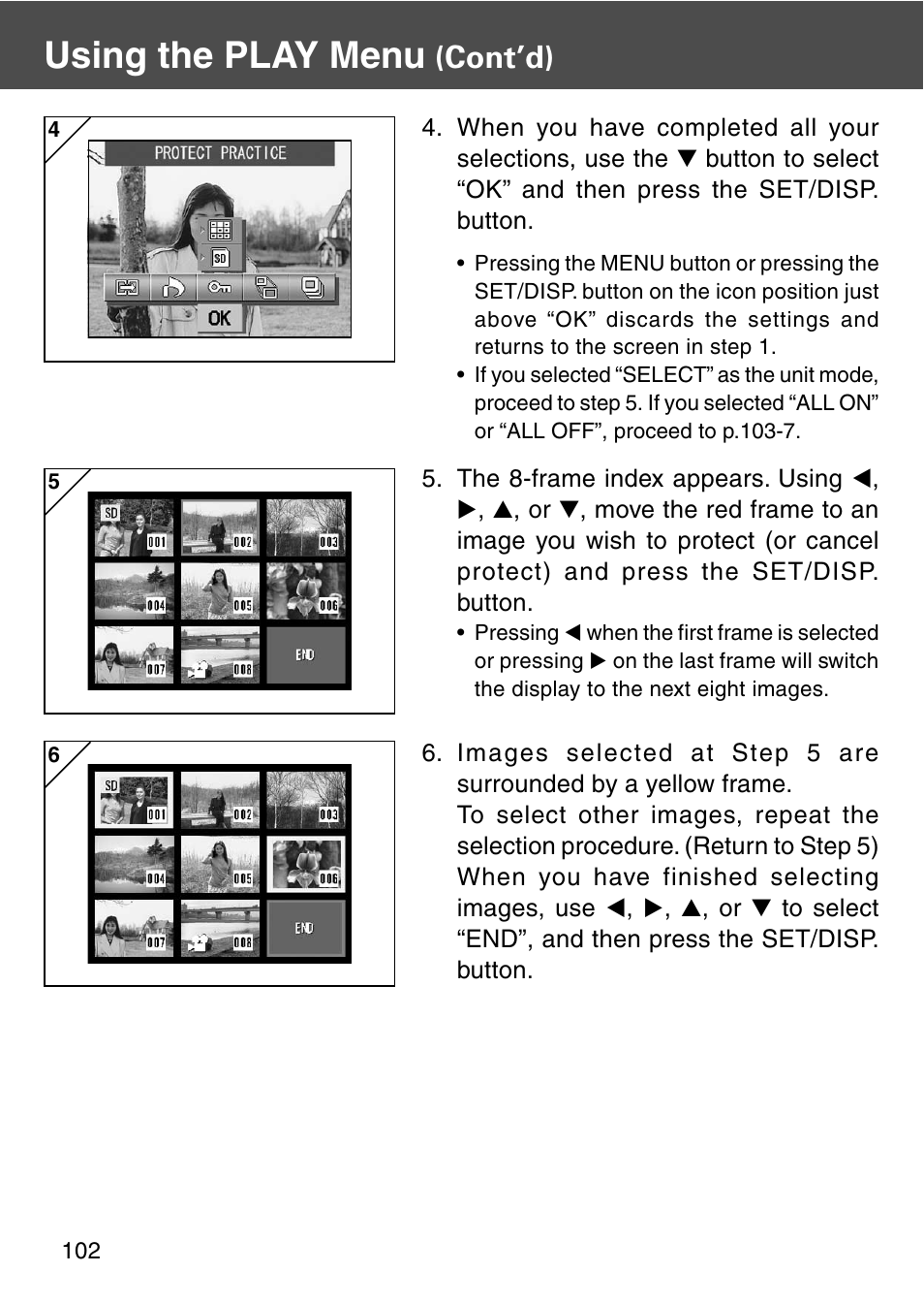 Using the play menu, Cont’d) | Konica Minolta REVIO KD-420Z User Manual | Page 102 / 141