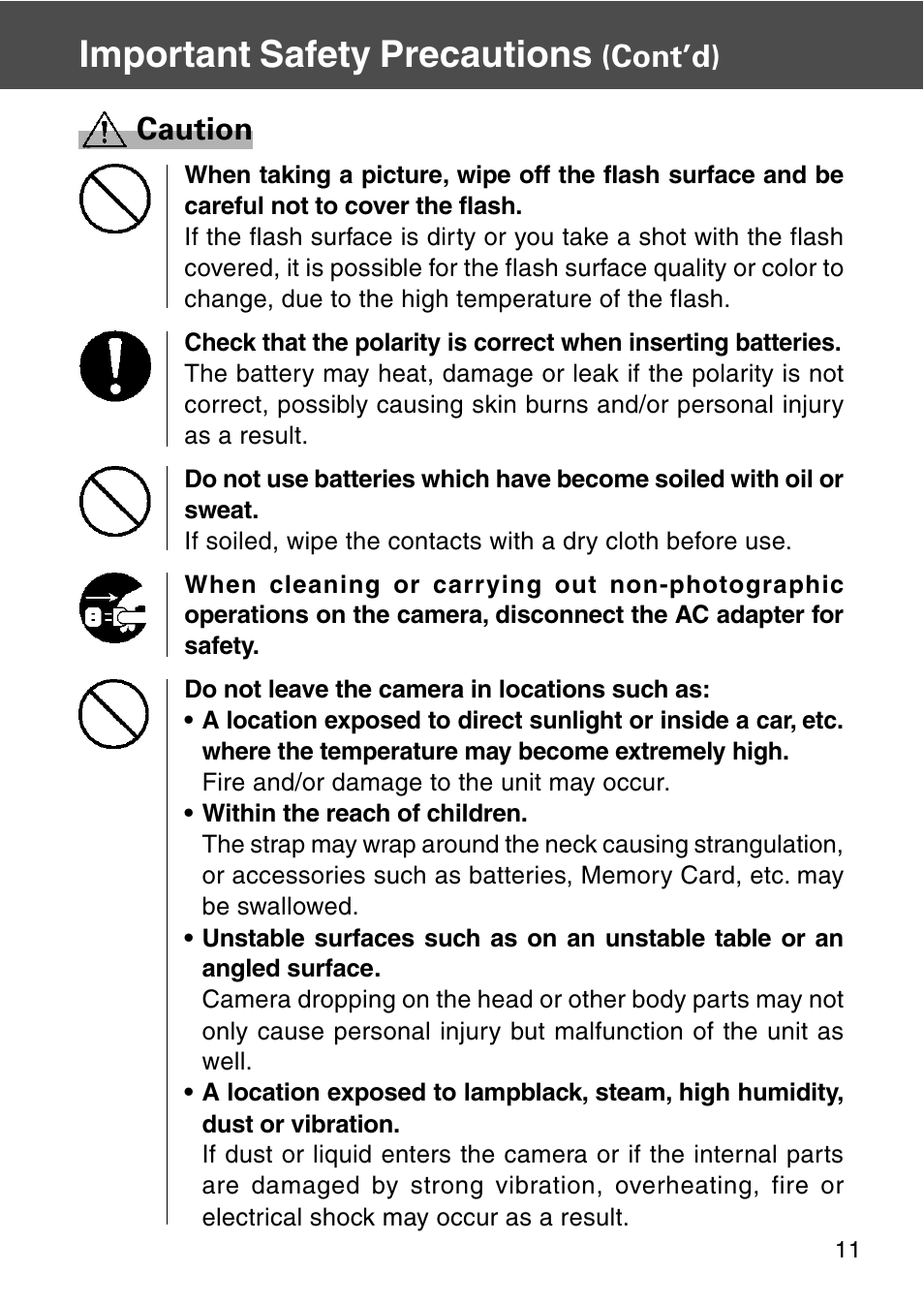 Important safety precautions, Cont’d) caution | Konica Minolta REVIO KD-420Z User Manual | Page 11 / 141