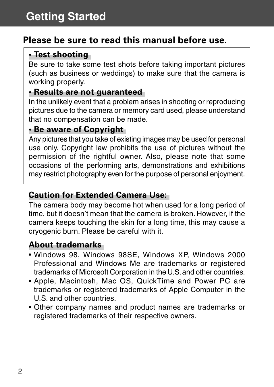 Getting started, Please be sure to read this manual before use | Konica Minolta REVIO KD-420Z User Manual | Page 2 / 141