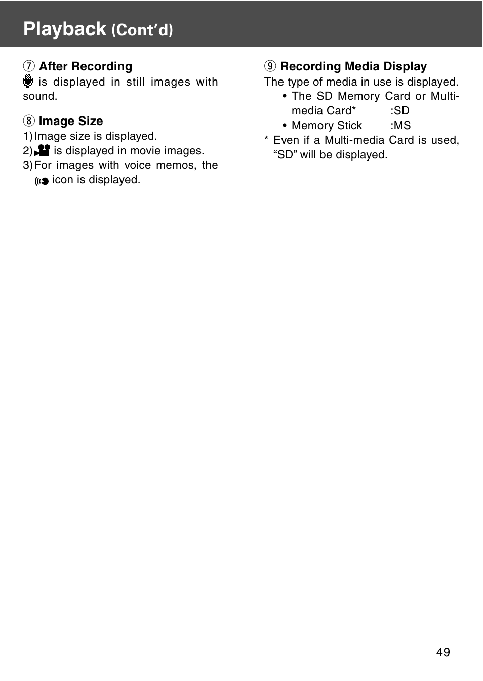 Playback, Cont’d) | Konica Minolta REVIO KD-420Z User Manual | Page 49 / 141