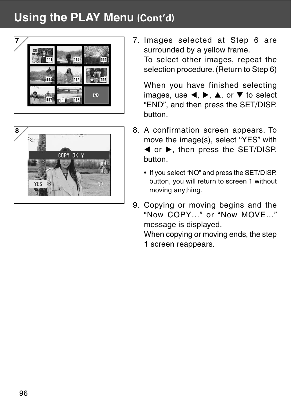 Using the play menu, Cont’d) | Konica Minolta REVIO KD-420Z User Manual | Page 96 / 141