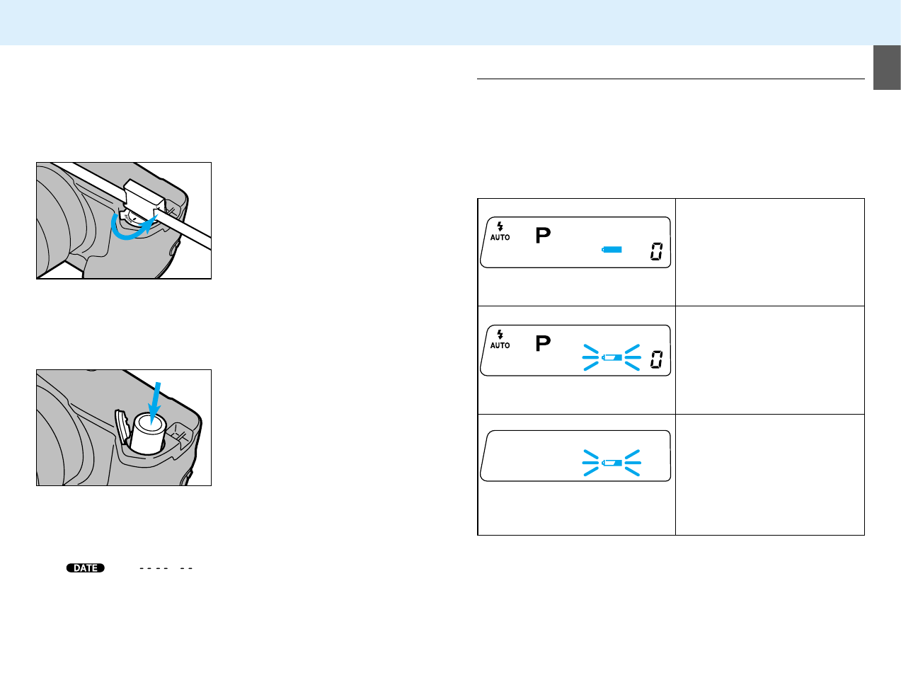Installing the batteries, Checking the battery power | Konica Minolta APS Camera User Manual | Page 12 / 57