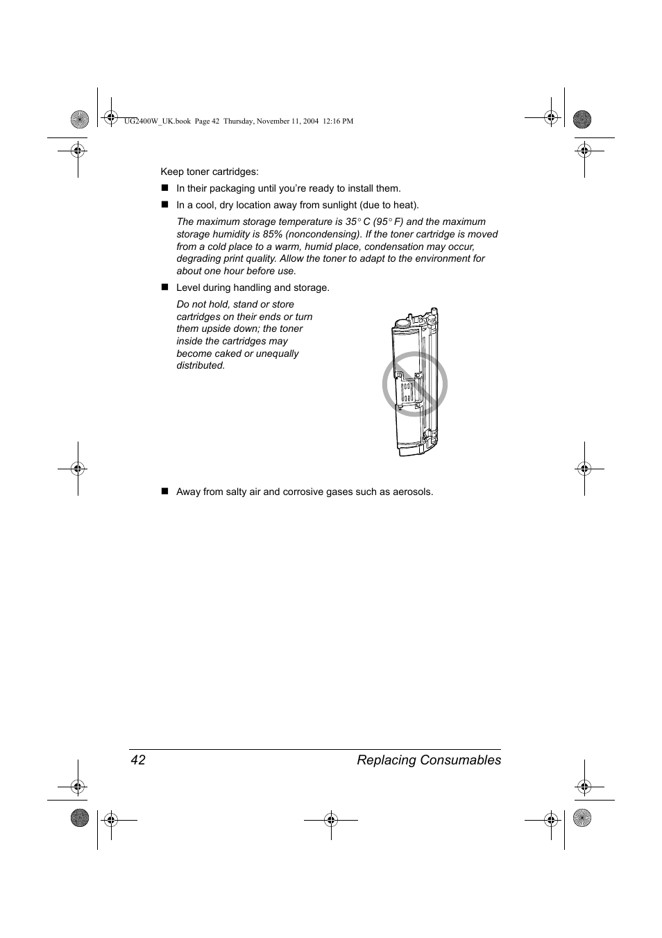 Replacing consumables 42 | Konica Minolta Magicolor 2400 User Manual | Page 48 / 96