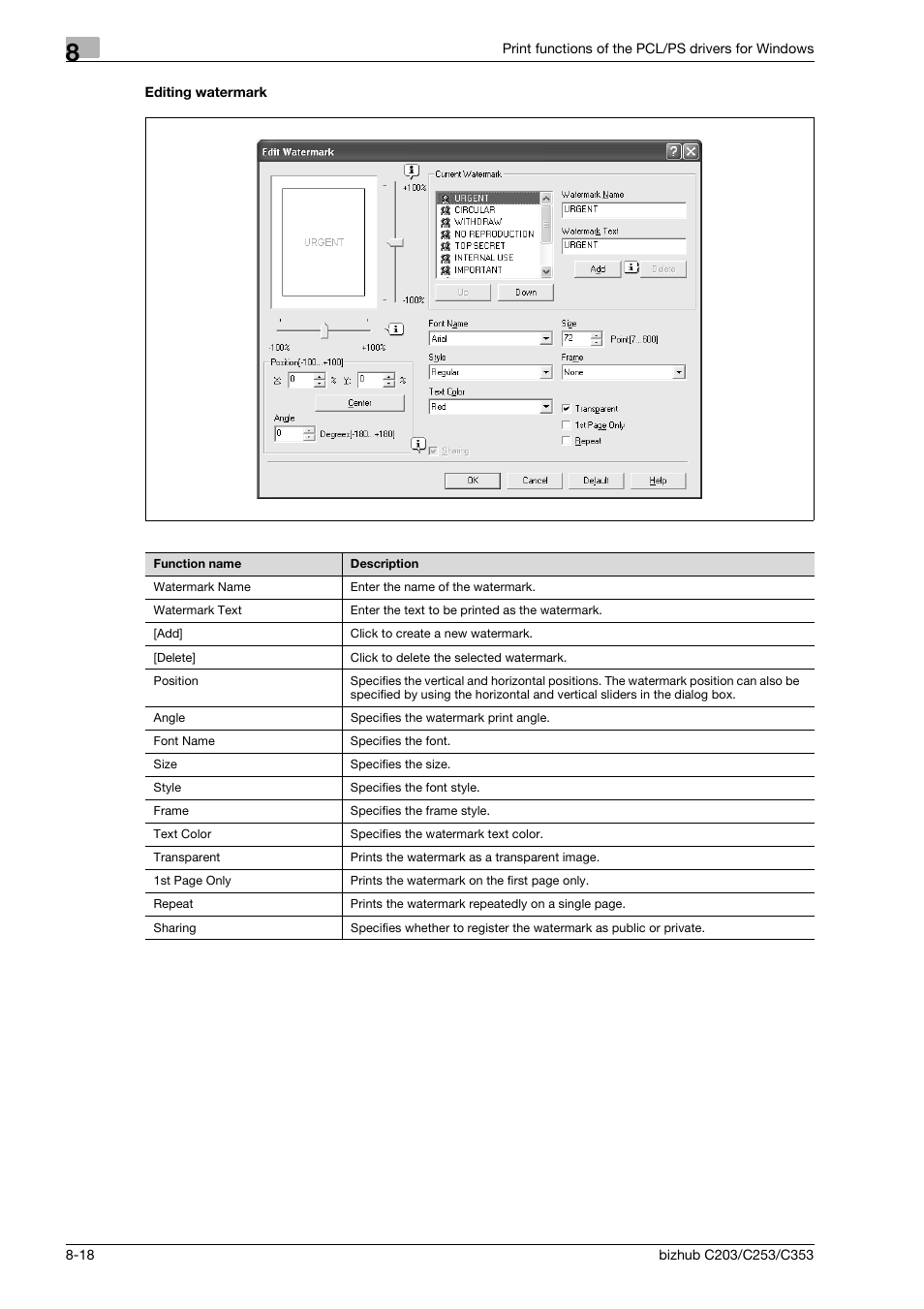 Editing watermark, Editing watermark -18 | Konica Minolta BIZHUB C203 User Manual | Page 100 / 278