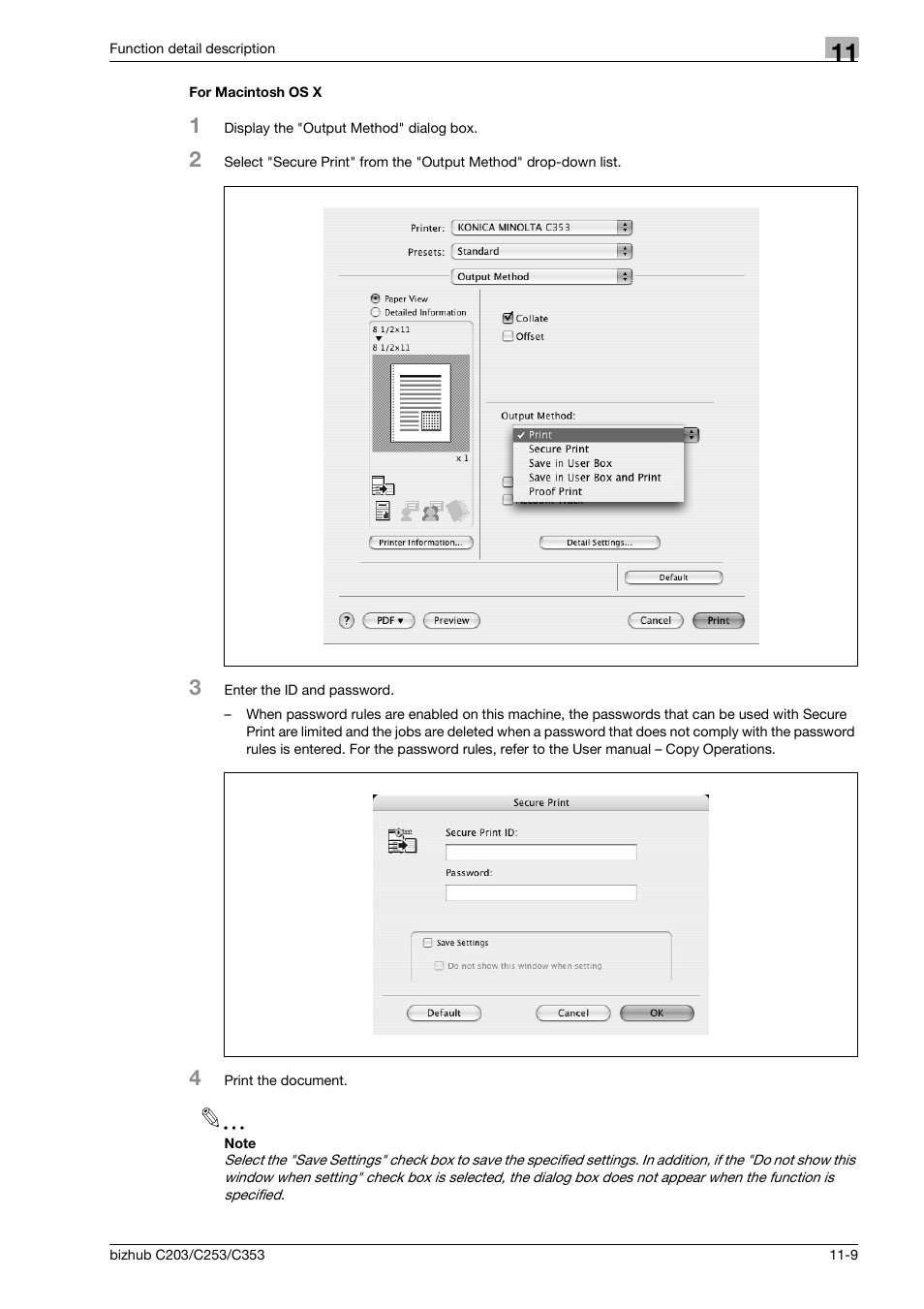 For macintosh os x, For macintosh os x -9 | Konica Minolta BIZHUB C203 User Manual | Page 149 / 278