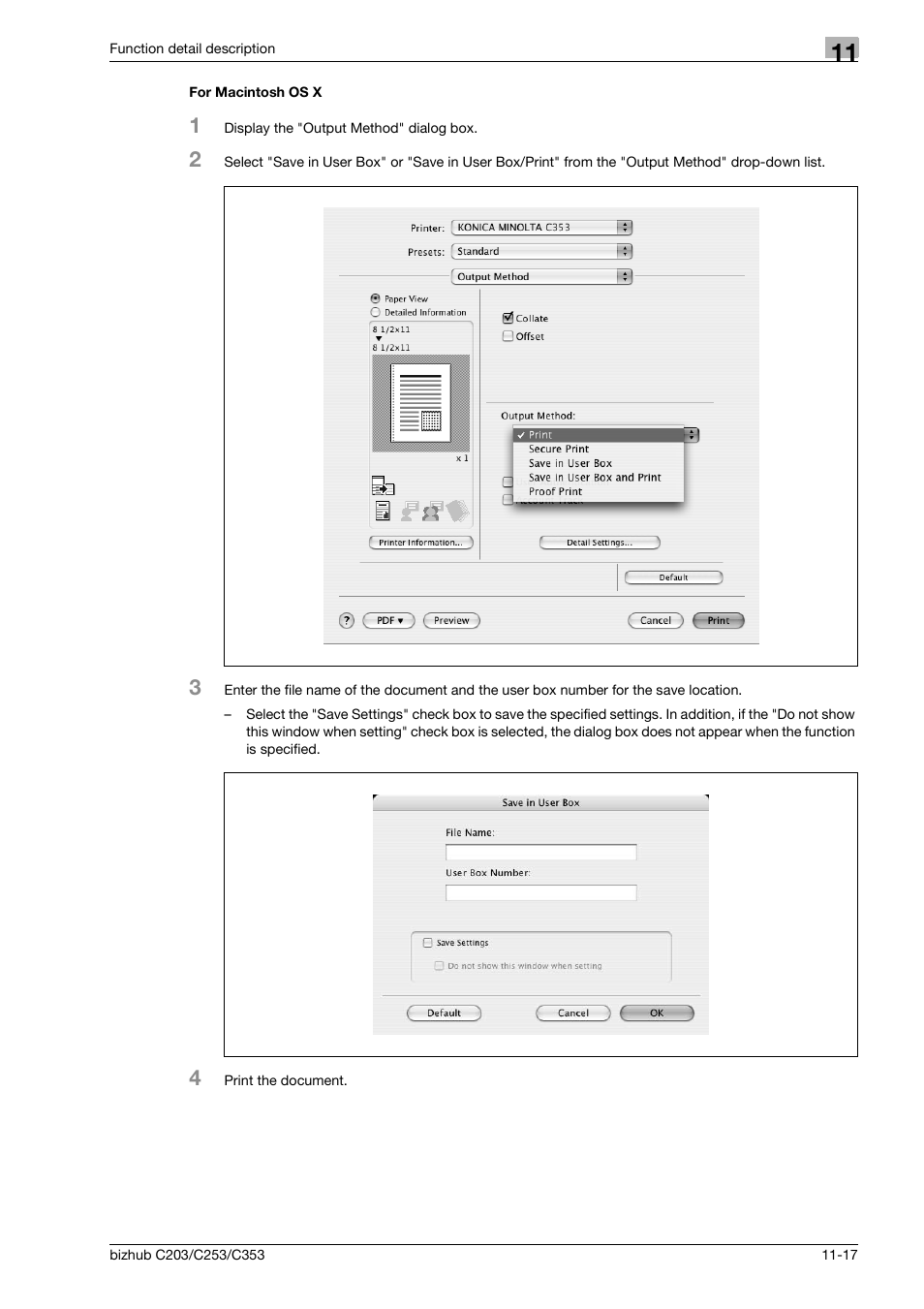 For macintosh os x, For macintosh os x -17 | Konica Minolta BIZHUB C203 User Manual | Page 157 / 278