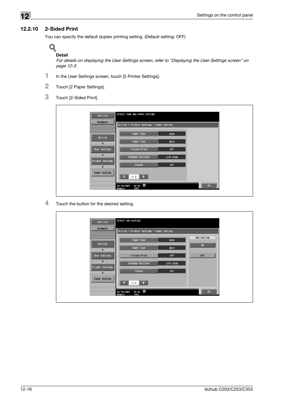 10 2-sided print, Sided print -16 | Konica Minolta BIZHUB C203 User Manual | Page 198 / 278