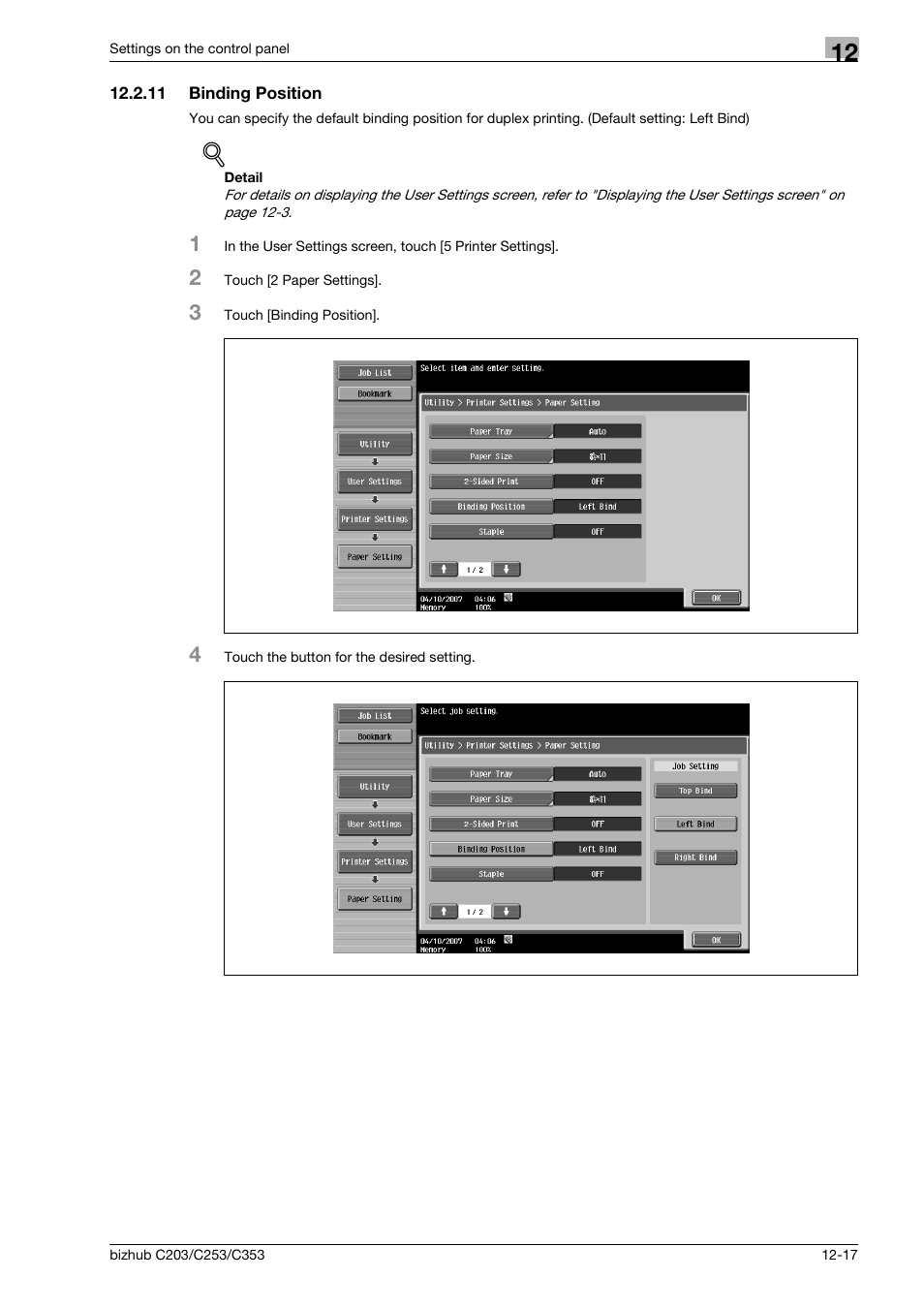 11 binding position, Binding position -17 | Konica Minolta BIZHUB C203 User Manual | Page 199 / 278