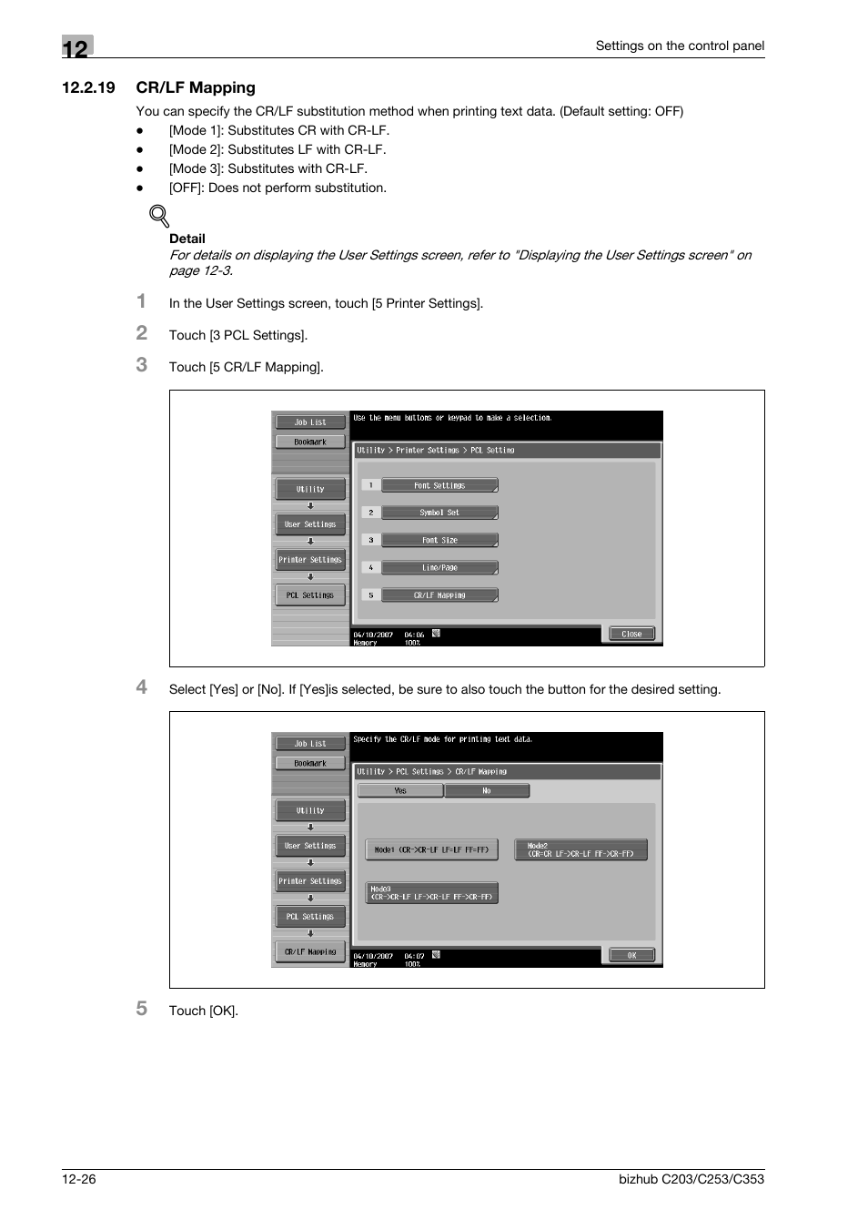 19 cr/lf mapping, Cr/lf mapping -26 | Konica Minolta BIZHUB C203 User Manual | Page 208 / 278