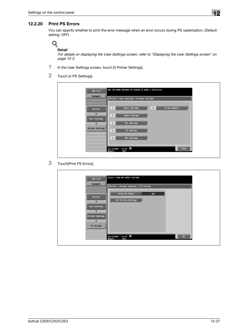 20 print ps errors, Print ps errors -27 | Konica Minolta BIZHUB C203 User Manual | Page 209 / 278