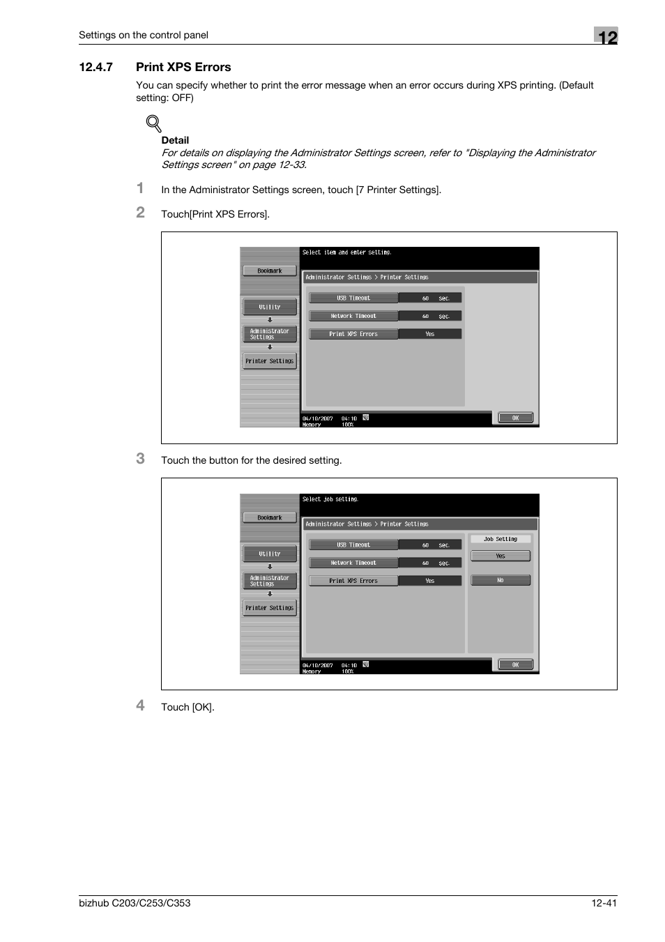 7 print xps errors, Print xps errors -41 | Konica Minolta BIZHUB C203 User Manual | Page 223 / 278