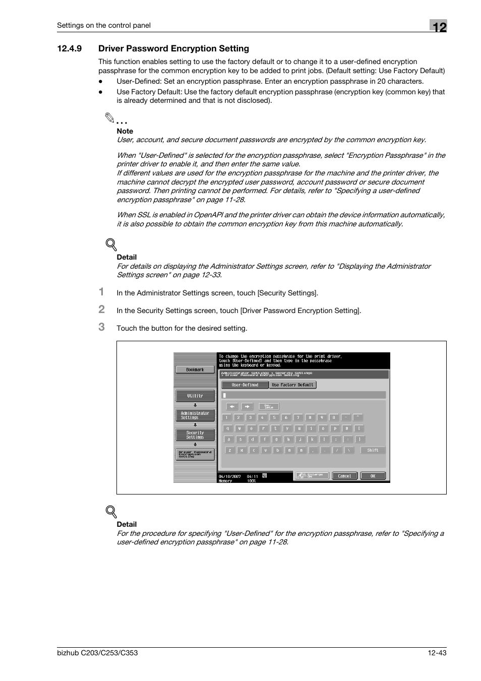 9 driver password encryption setting, Driver password encryption setting -43 | Konica Minolta BIZHUB C203 User Manual | Page 225 / 278