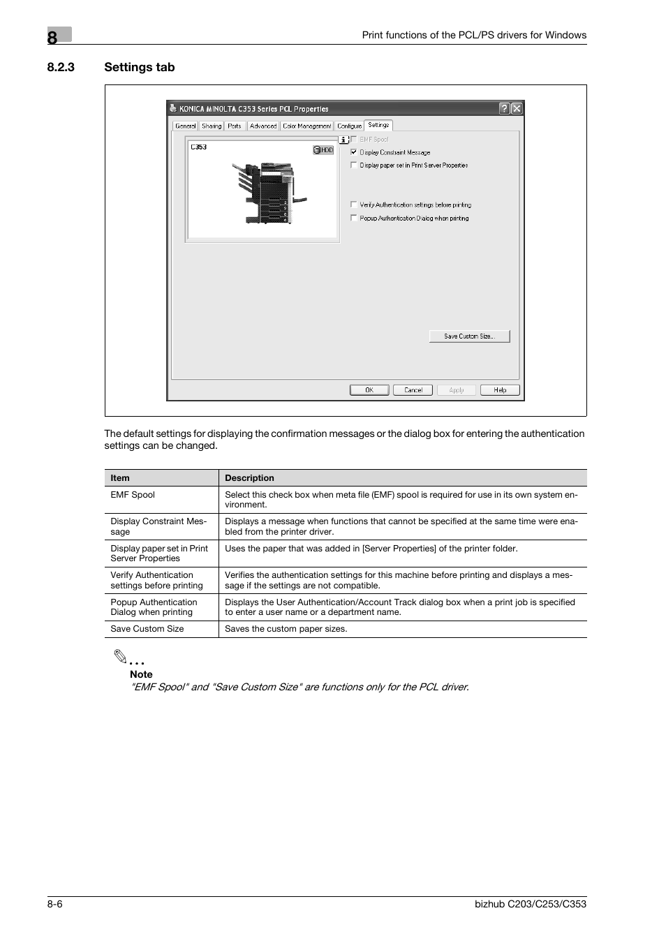 3 settings tab, Settings tab -6 | Konica Minolta BIZHUB C203 User Manual | Page 88 / 278