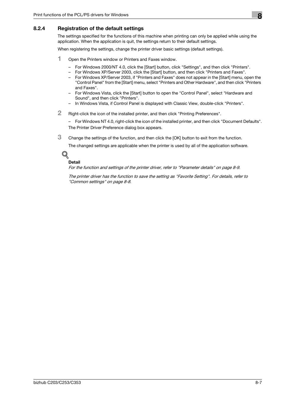 4 registration of the default settings, Registration of the default settings -7 | Konica Minolta BIZHUB C203 User Manual | Page 89 / 278