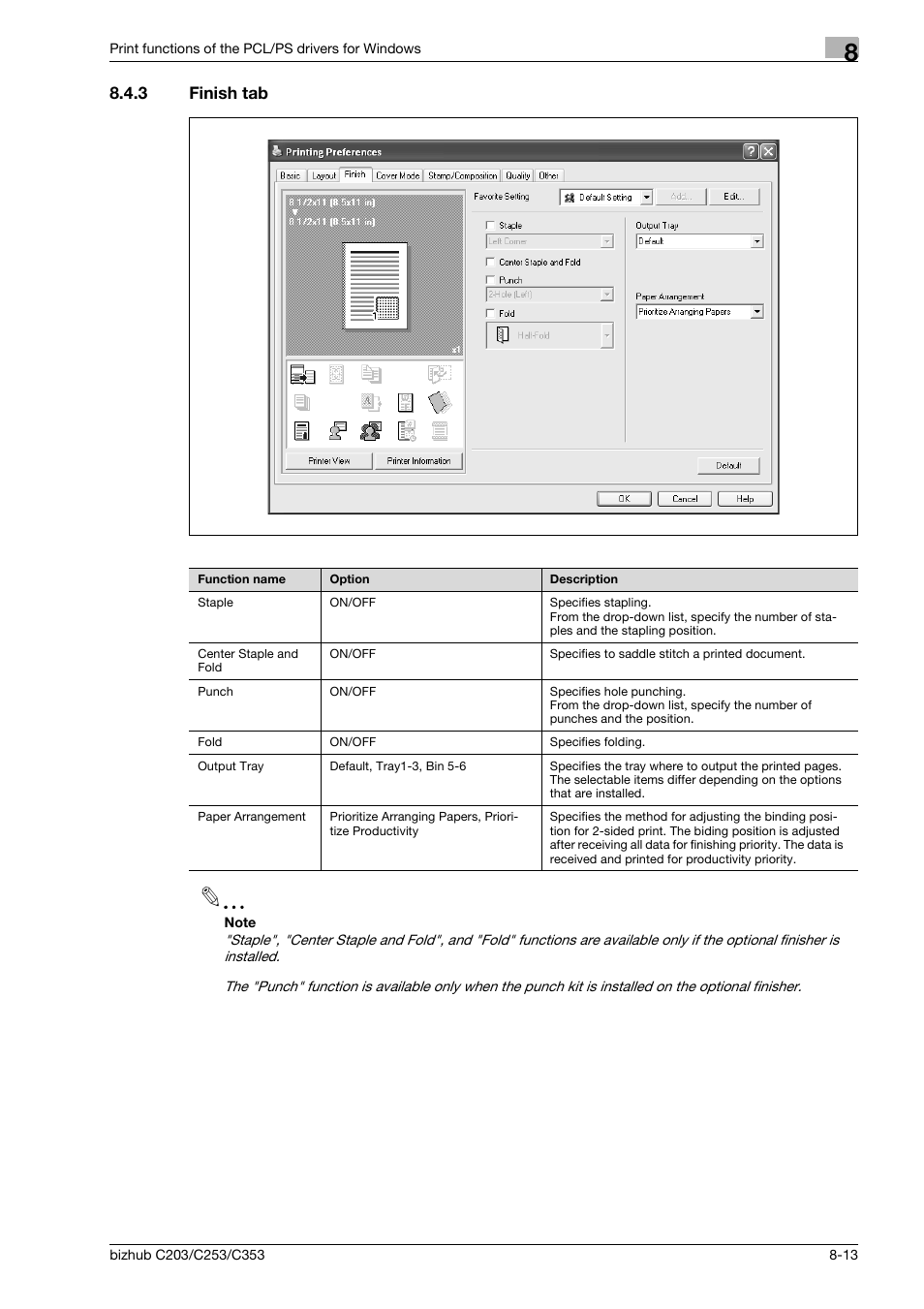 3 finish tab, Finish tab -13 | Konica Minolta BIZHUB C203 User Manual | Page 95 / 278