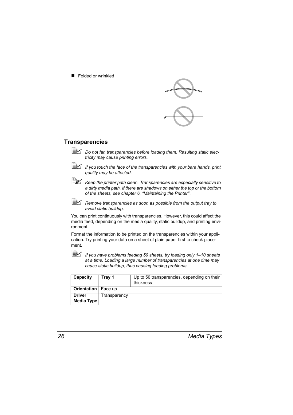 Transparencies, Transparencies 26 | Konica Minolta 4139-7733-01A User Manual | Page 32 / 96