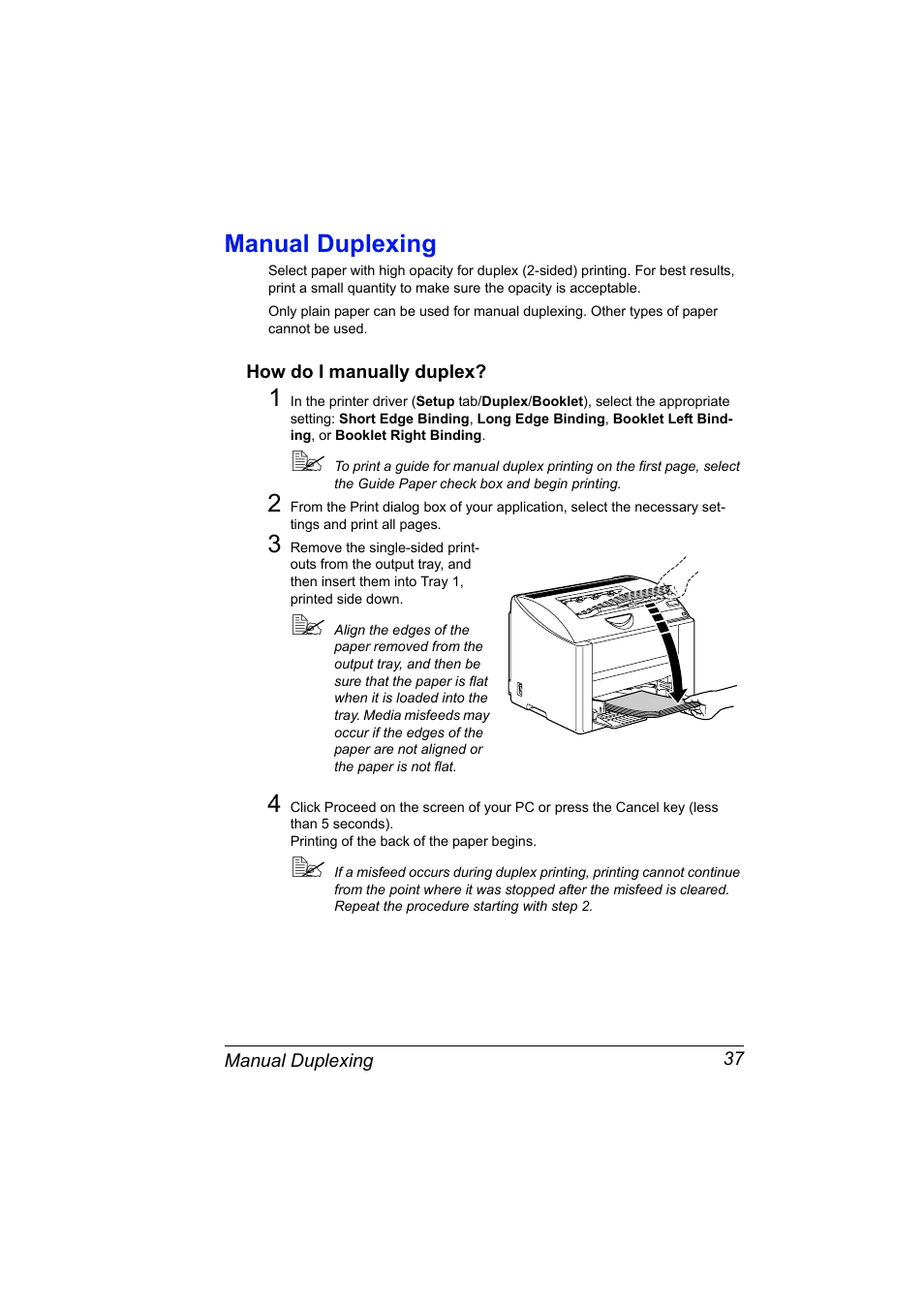 Manual duplexing, How do i manually duplex, Manual duplexing 37 | How do i manually duplex? 37 | Konica Minolta 4139-7733-01A User Manual | Page 43 / 96