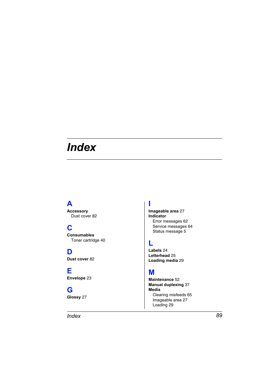 Index | Konica Minolta 4139-7733-01A User Manual | Page 95 / 96