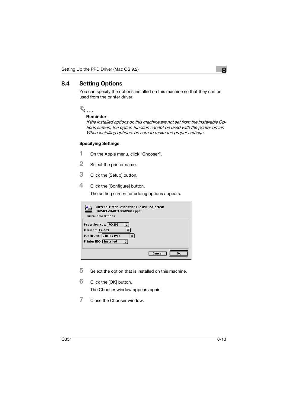 4 setting options, Specifying settings | Konica Minolta BIZHUP C351 User Manual | Page 194 / 318