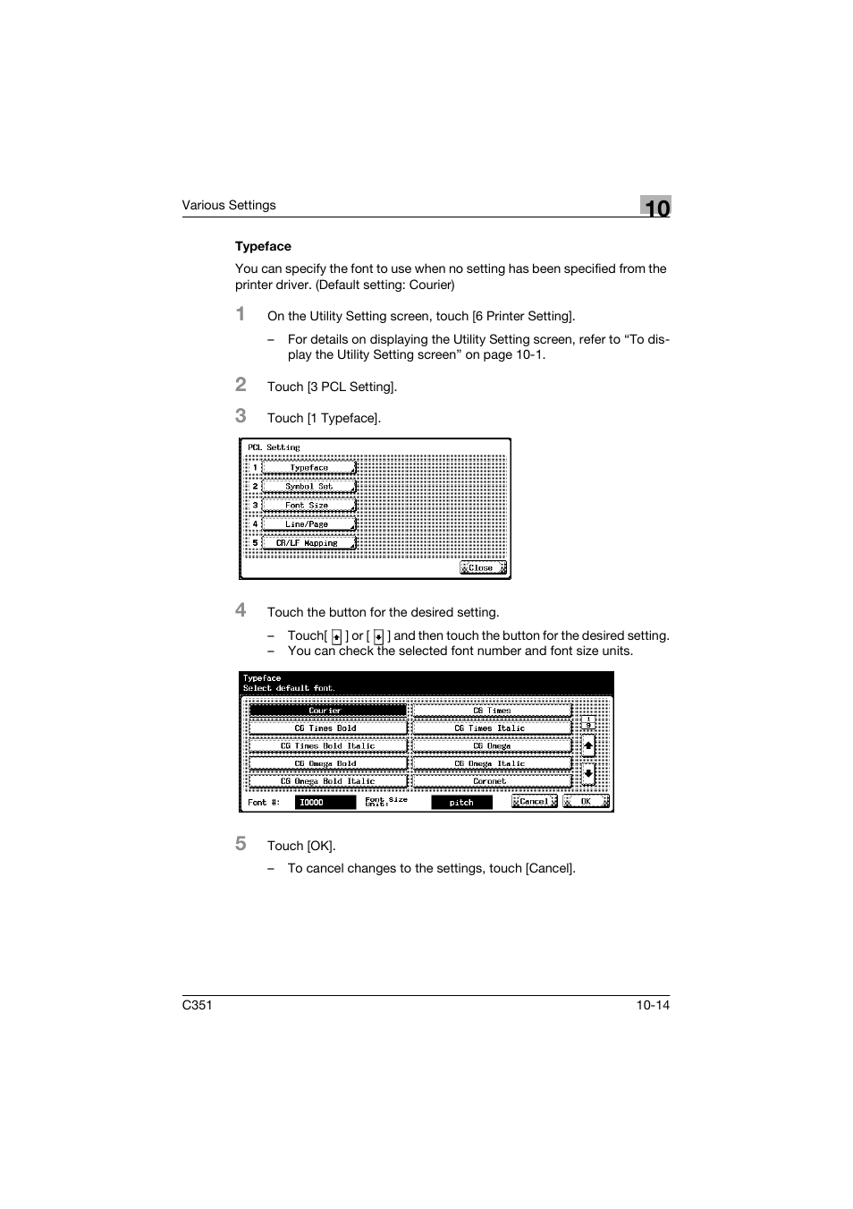 Typeface | Konica Minolta BIZHUP C351 User Manual | Page 227 / 318