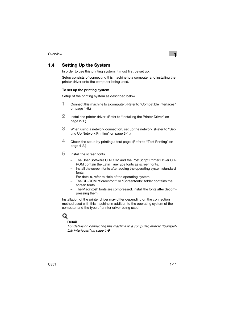 4 setting up the system, To set up the printing system | Konica Minolta BIZHUP C351 User Manual | Page 30 / 318