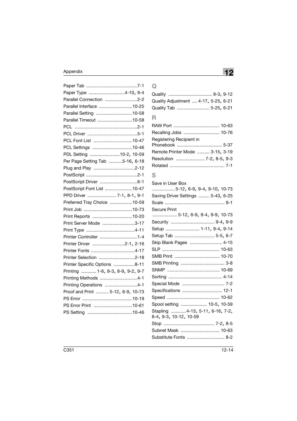 Q to s | Konica Minolta BIZHUP C351 User Manual | Page 315 / 318
