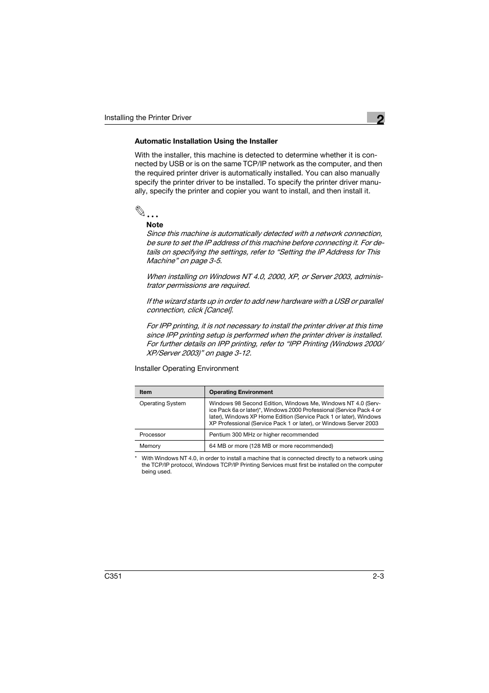 Automatic installation using the installer | Konica Minolta BIZHUP C351 User Manual | Page 34 / 318