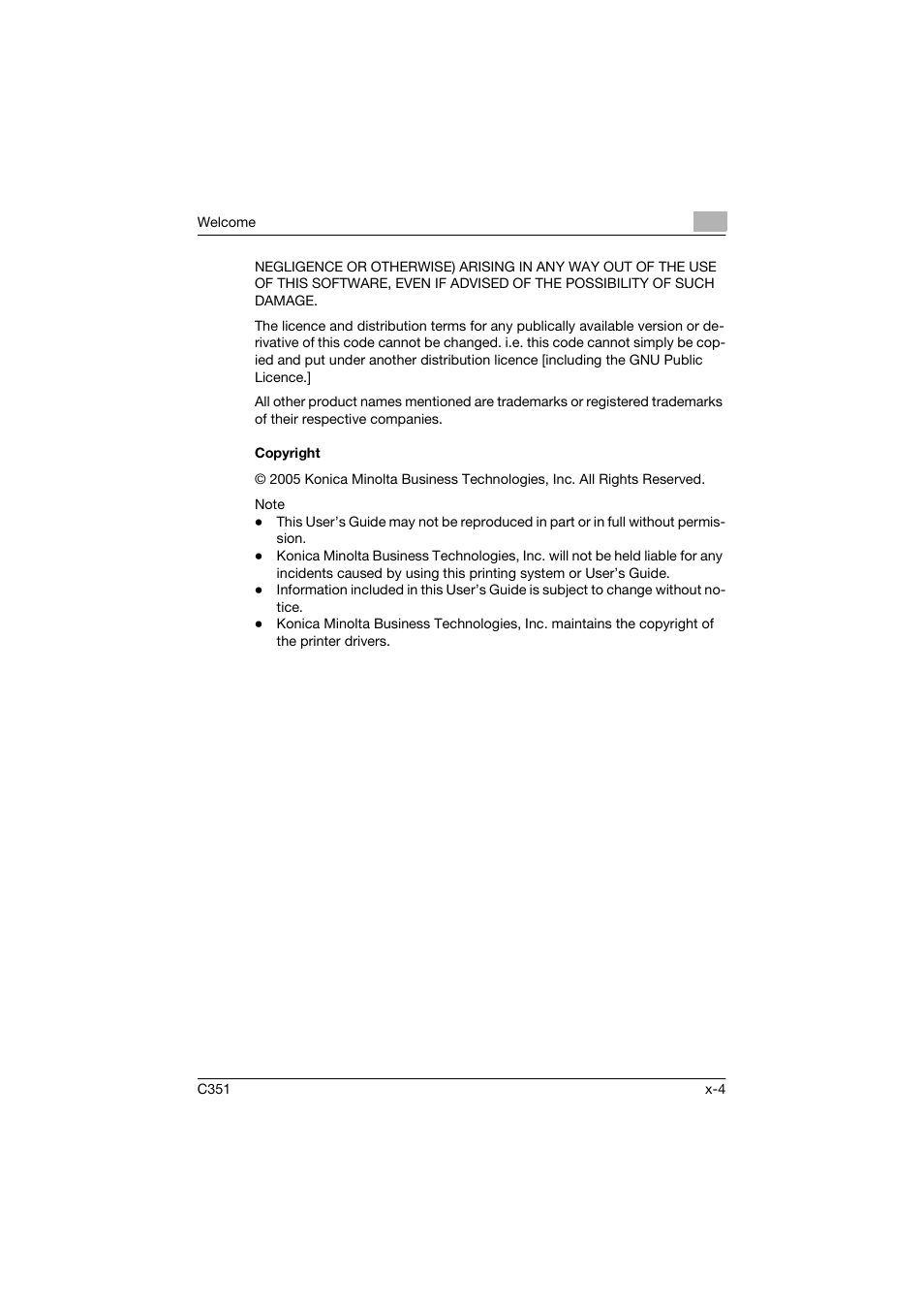 Copyright | Konica Minolta BIZHUP C351 User Manual | Page 5 / 318