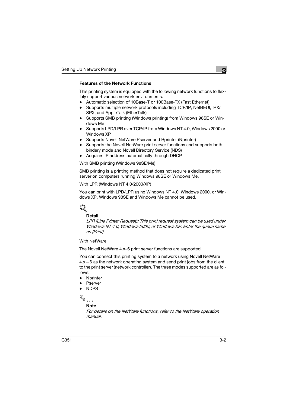 Features of the network functions | Konica Minolta BIZHUP C351 User Manual | Page 55 / 318