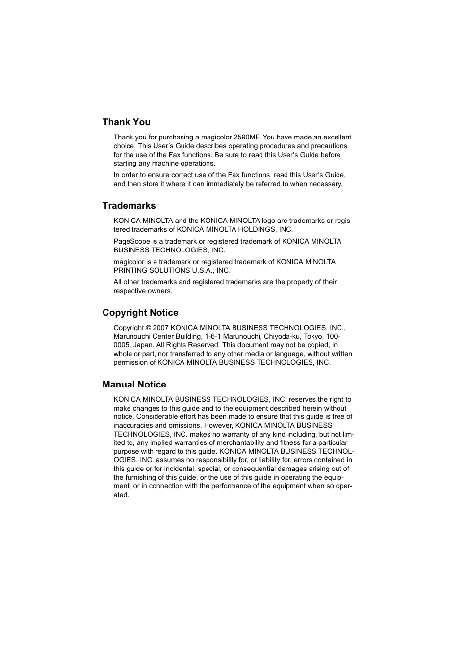 Konica Minolta Magicolor 2590 MF User Manual | Page 2 / 92