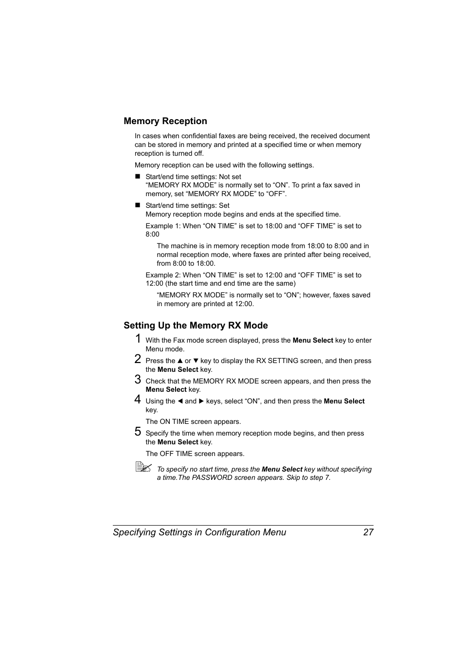 Memory reception, Setting up the memory rx mode | Konica Minolta Magicolor 2590 MF User Manual | Page 33 / 92