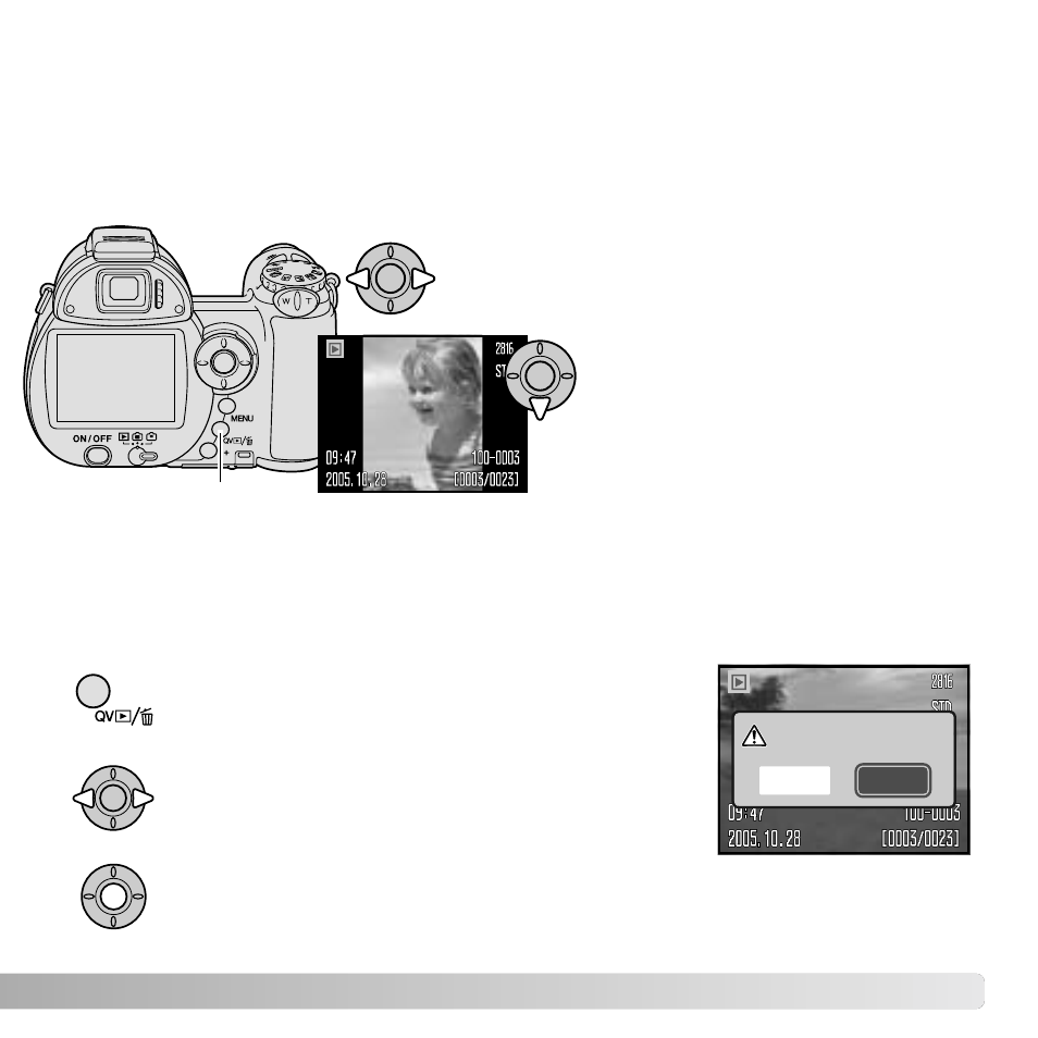 Viewing and rotating images deleting single images | Konica Minolta DiMAGE Z6 User Manual | Page 31 / 132
