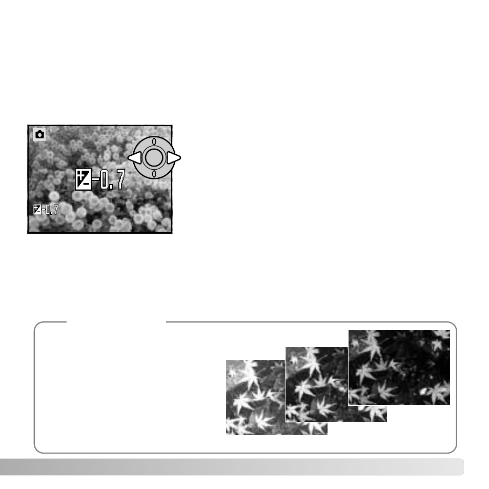 Exposure compensation | Konica Minolta DiMAGE Z6 User Manual | Page 41 / 132