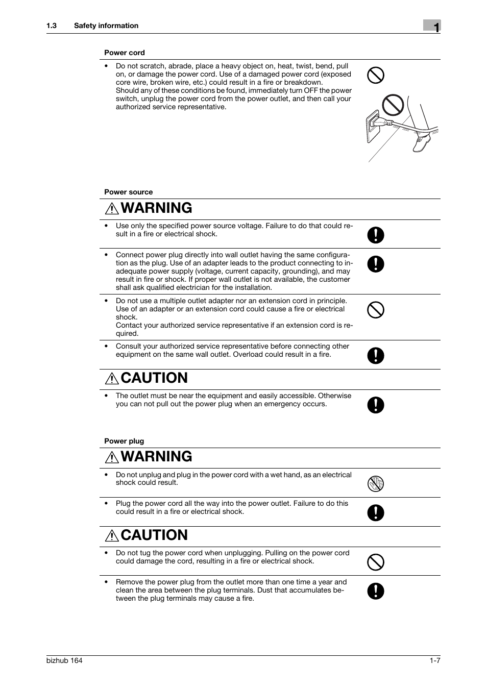 Warning, Caution | Konica Minolta BIZHUB 164 User Manual | Page 13 / 138