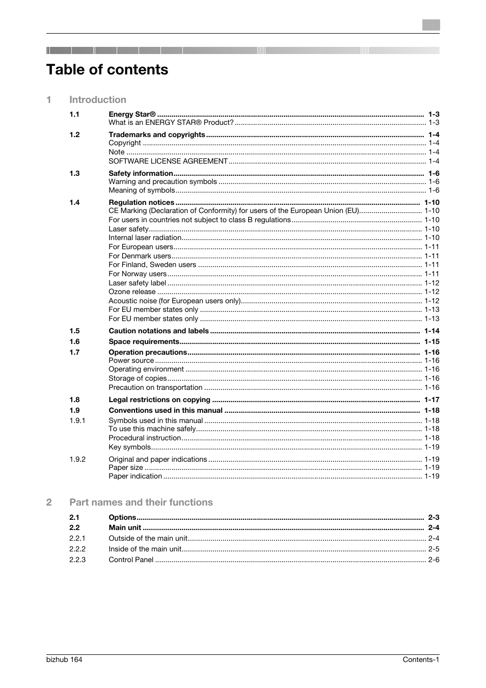 Konica Minolta BIZHUB 164 User Manual | Page 3 / 138