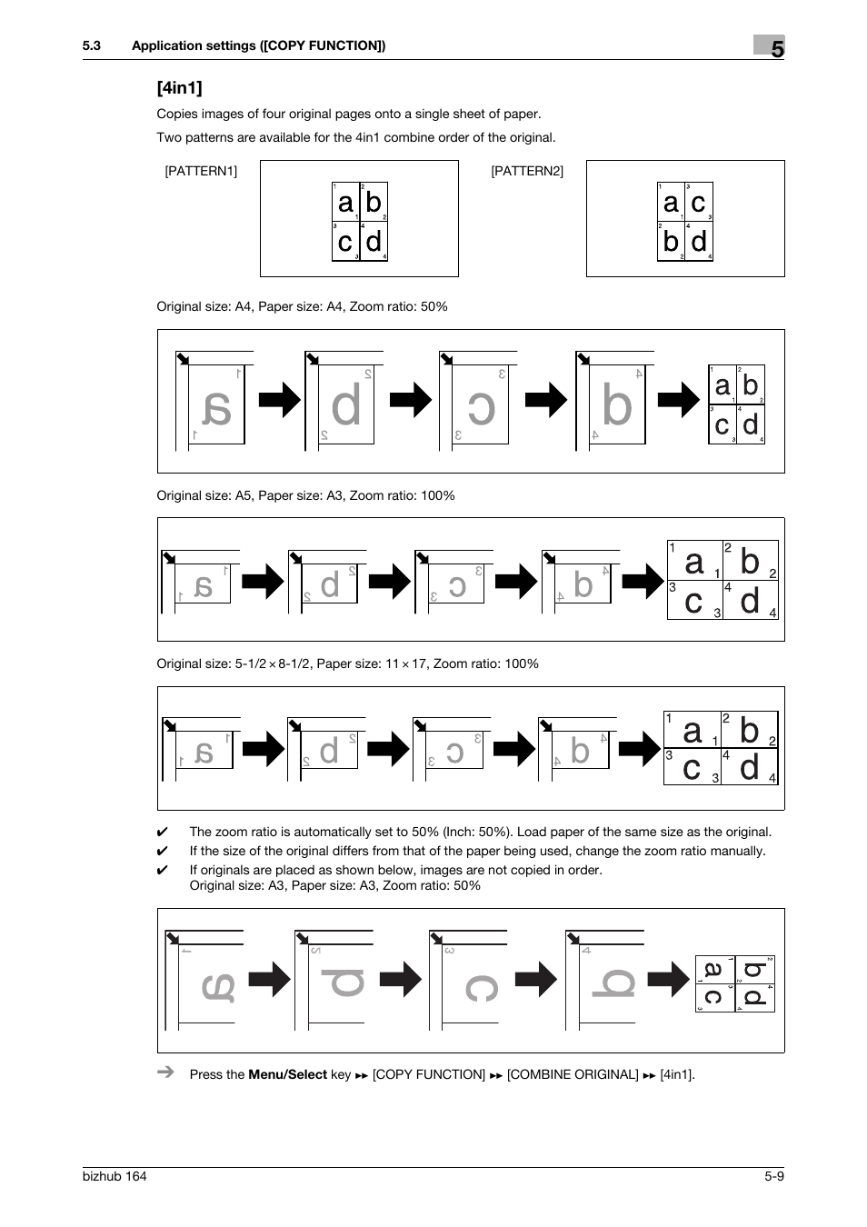 4in1, 4in1] -9 | Konica Minolta BIZHUB 164 User Manual | Page 55 / 138