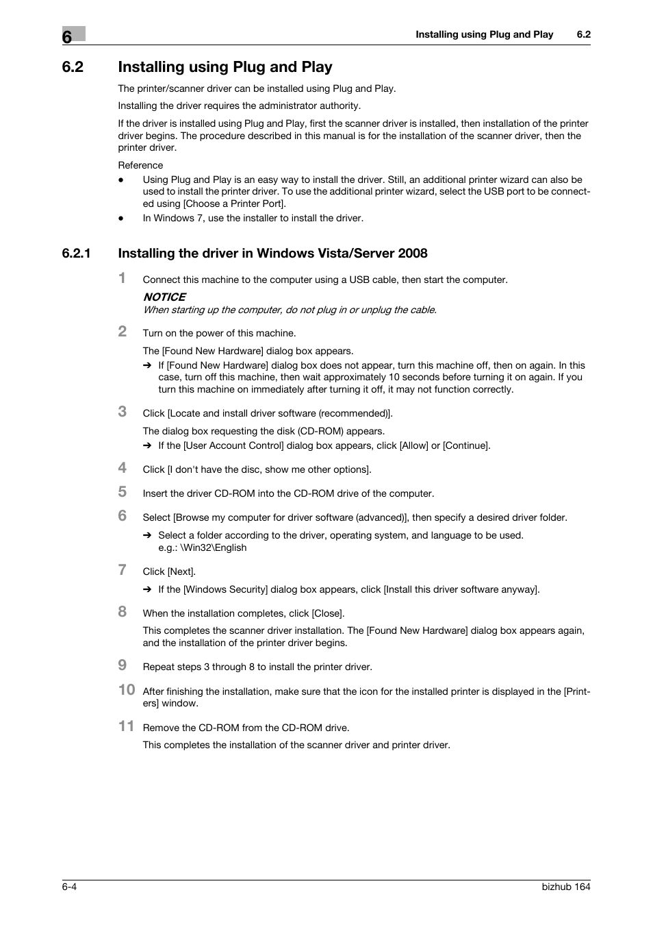 2 installing using plug and play, Installing using plug and play -4 | Konica Minolta BIZHUB 164 User Manual | Page 66 / 138
