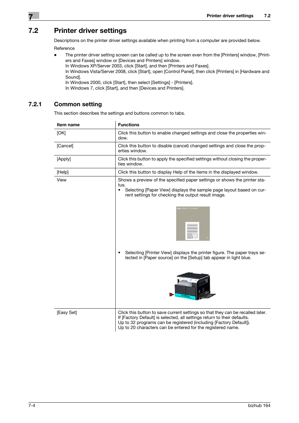 2 printer driver settings, 1 common setting, Printer driver settings -4 | Common setting -4 | Konica Minolta BIZHUB 164 User Manual | Page 76 / 138